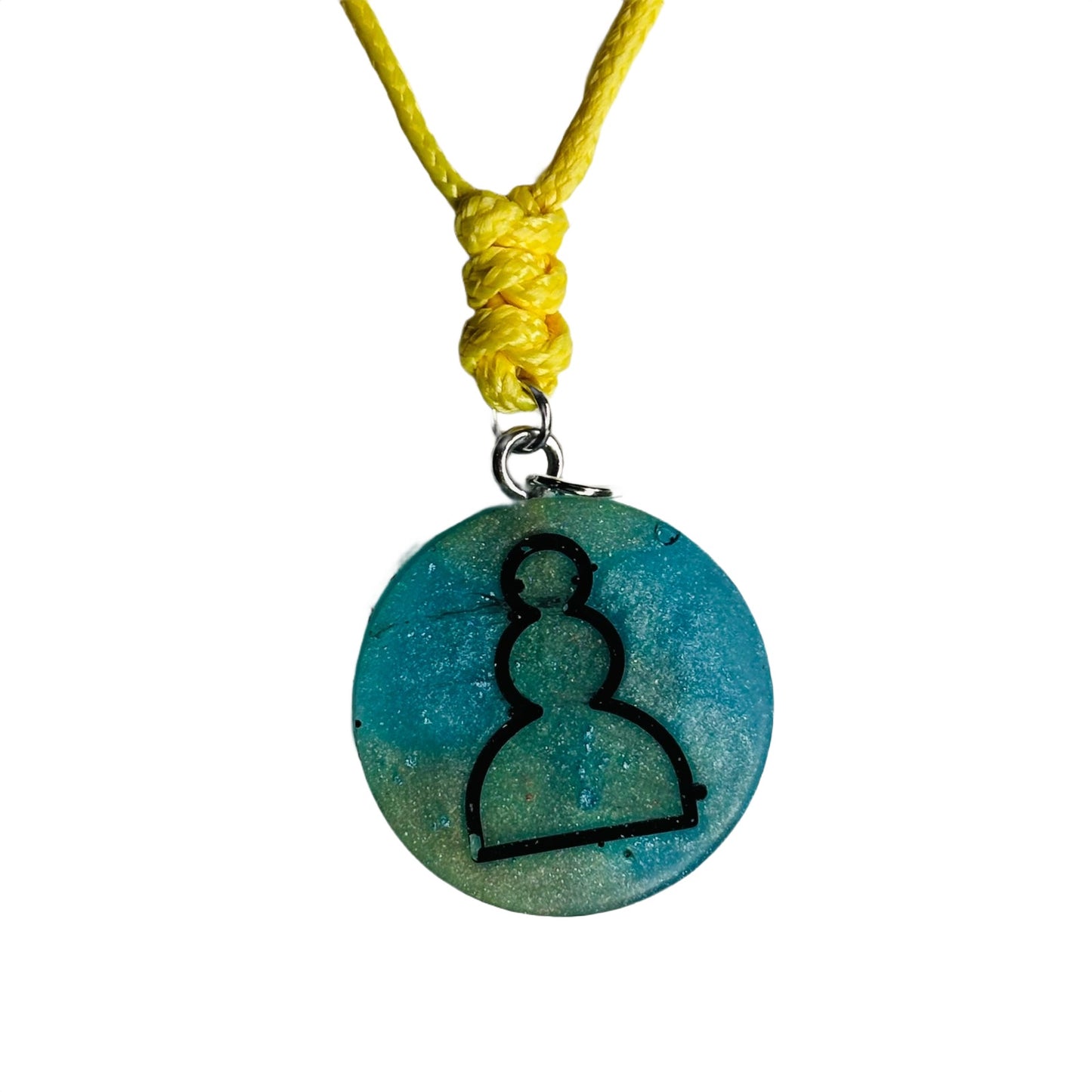 Seaside Blue Pawn - Handmade Resin Chess Necklace