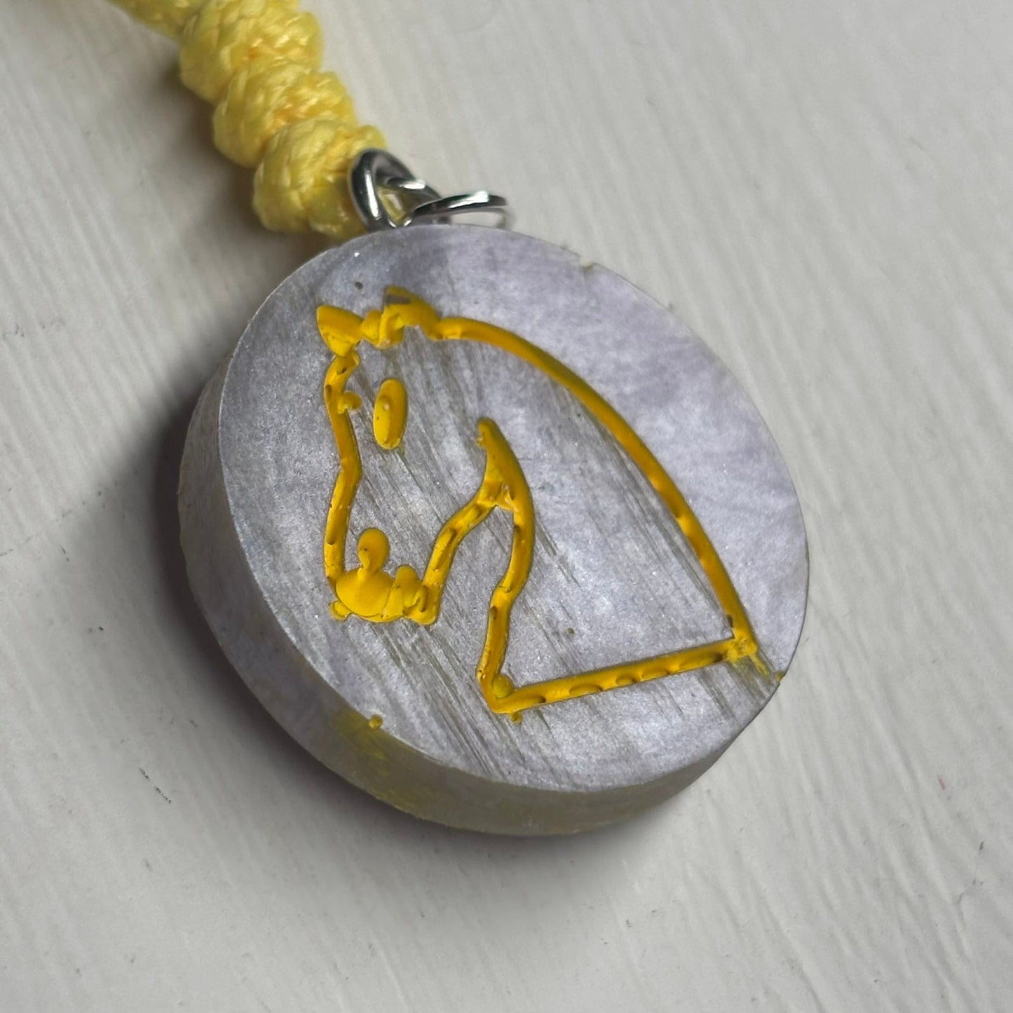 Yellow & Purple Knight - Handmade Resin Chess Necklace