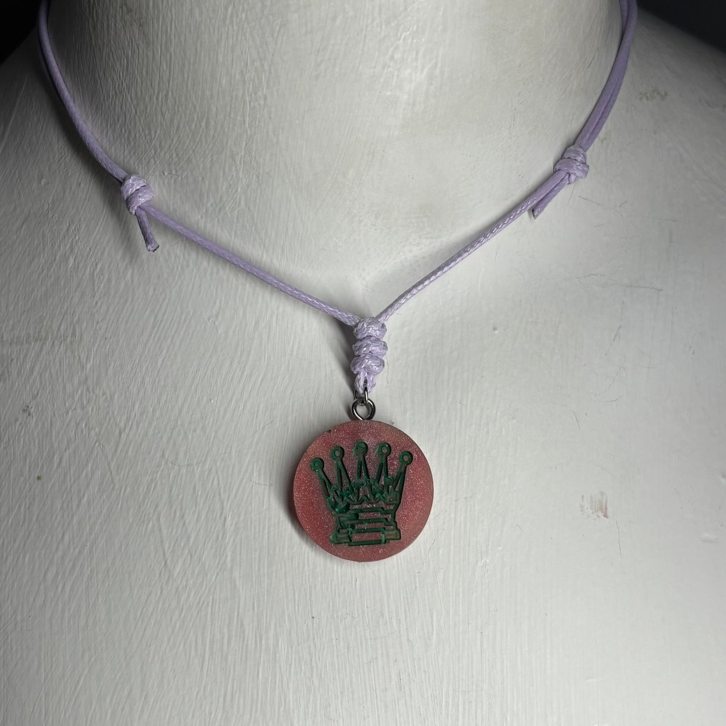 Retro Queen - Handmade Resin Chess Necklace