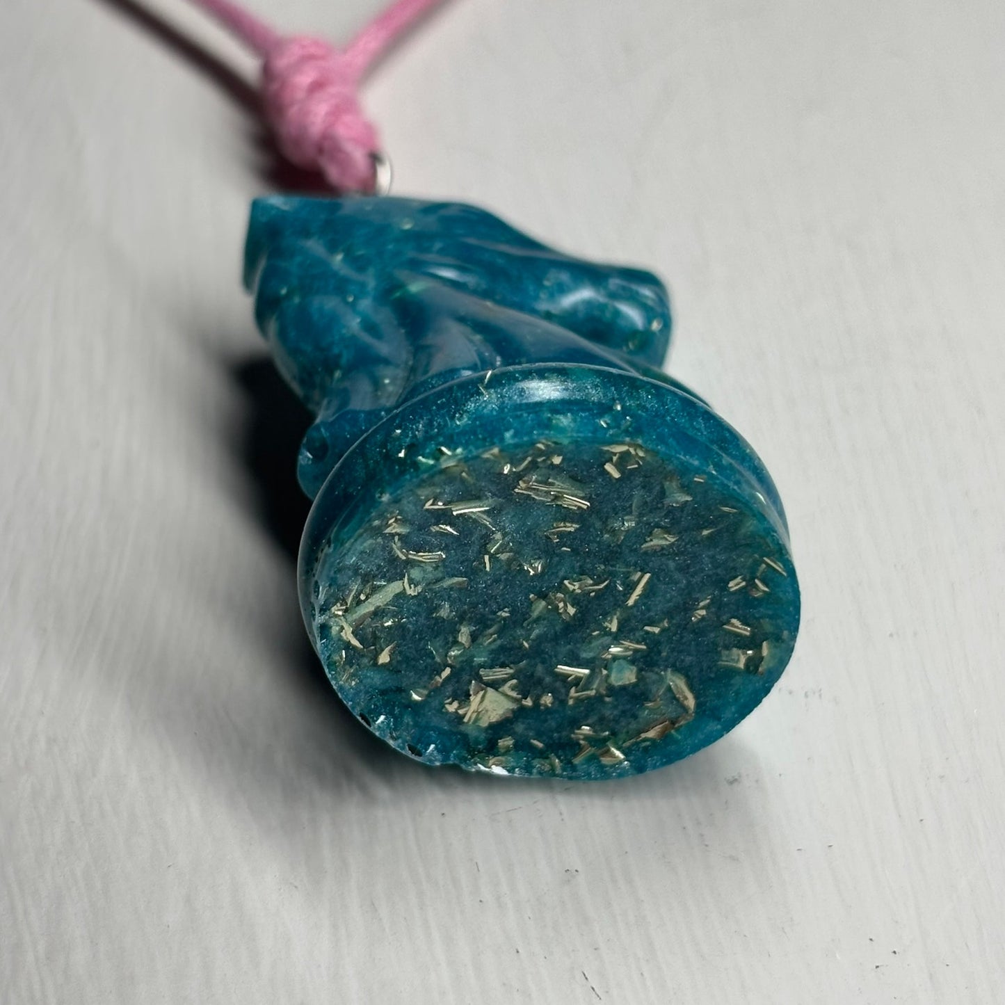 Sparkle Blue Knight - Handmade Resin Chess Necklace