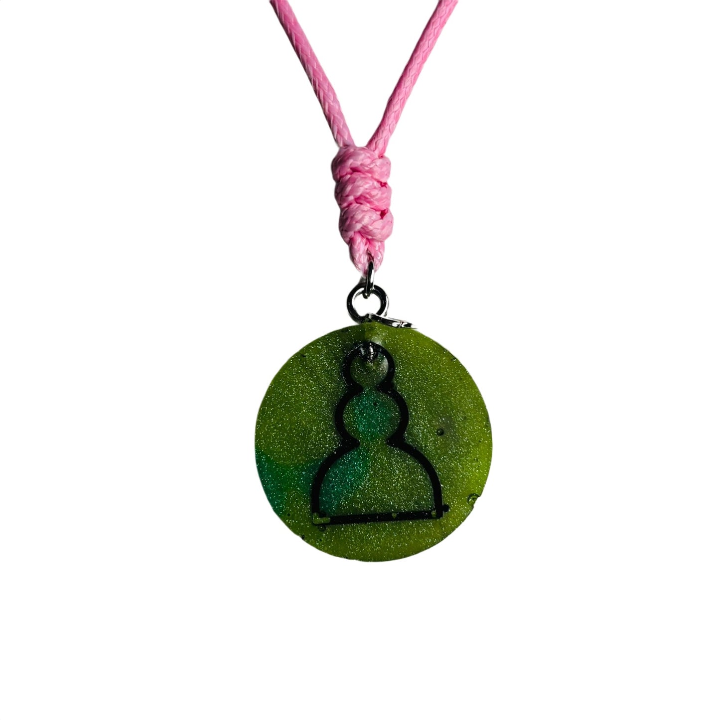 Green Solid Pawn - Handmade Resin Chess Necklace