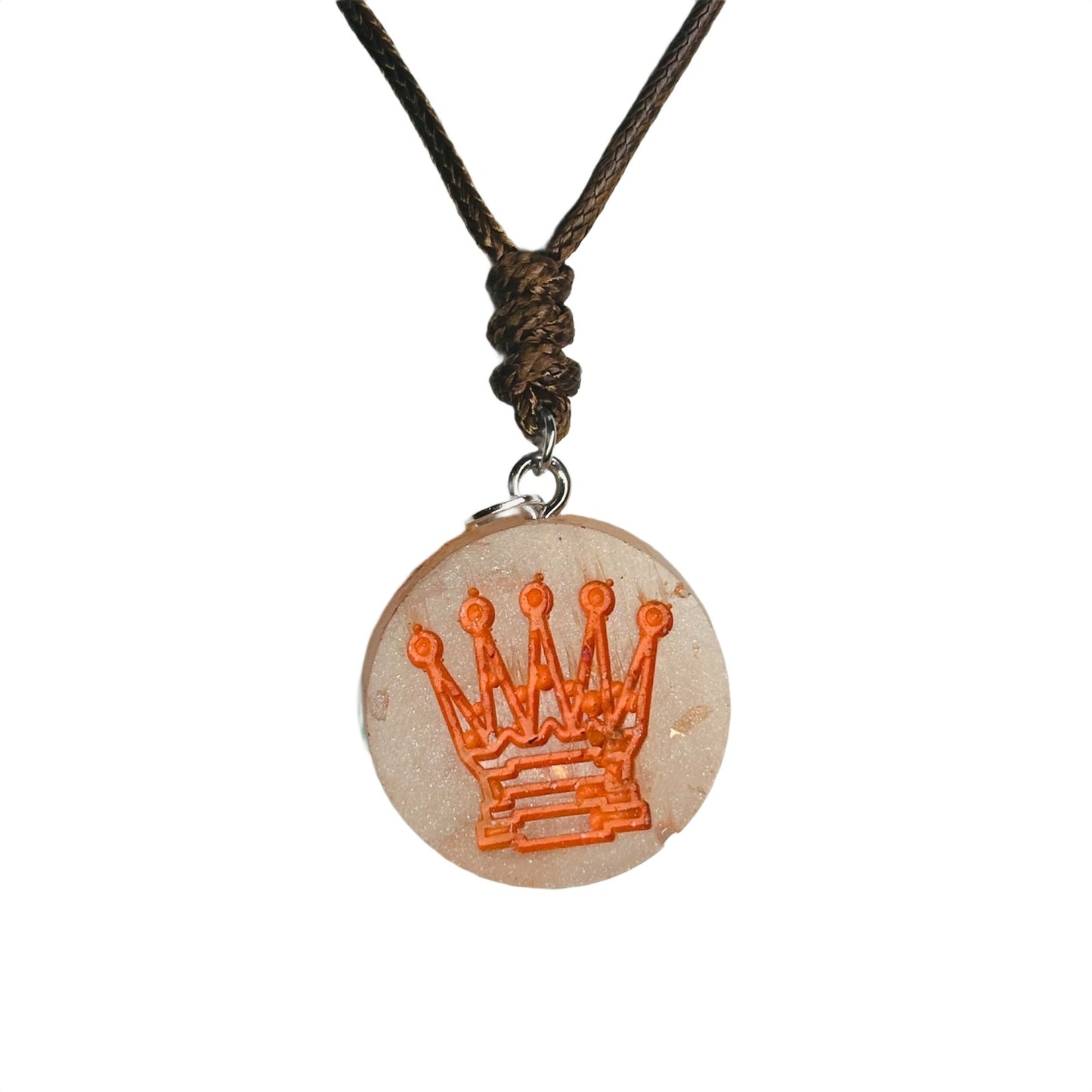 Vintage Orange Queen - Handmade Resin Chess Necklace
