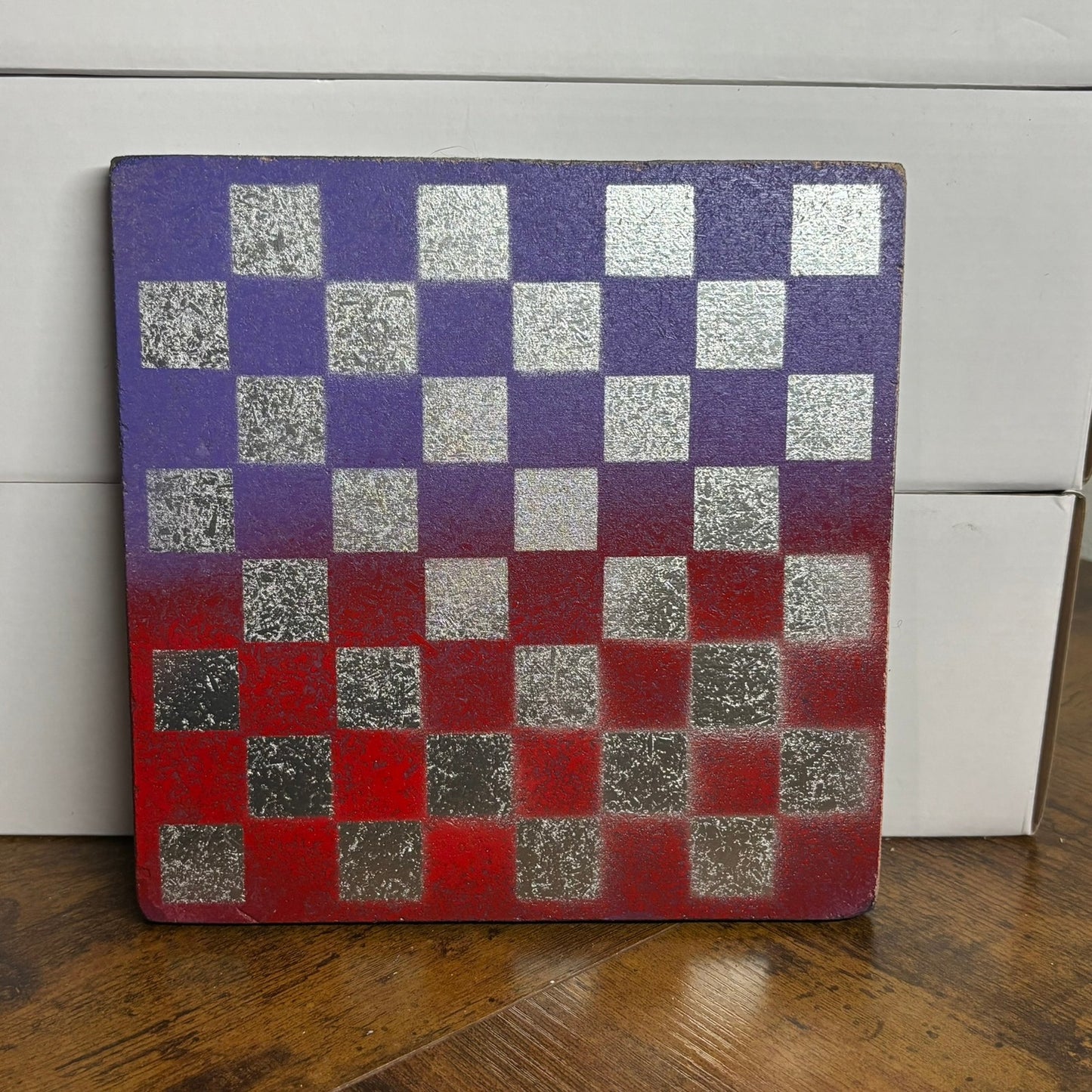 Purple & Red Chrome - Painted Double Sided Chess Board