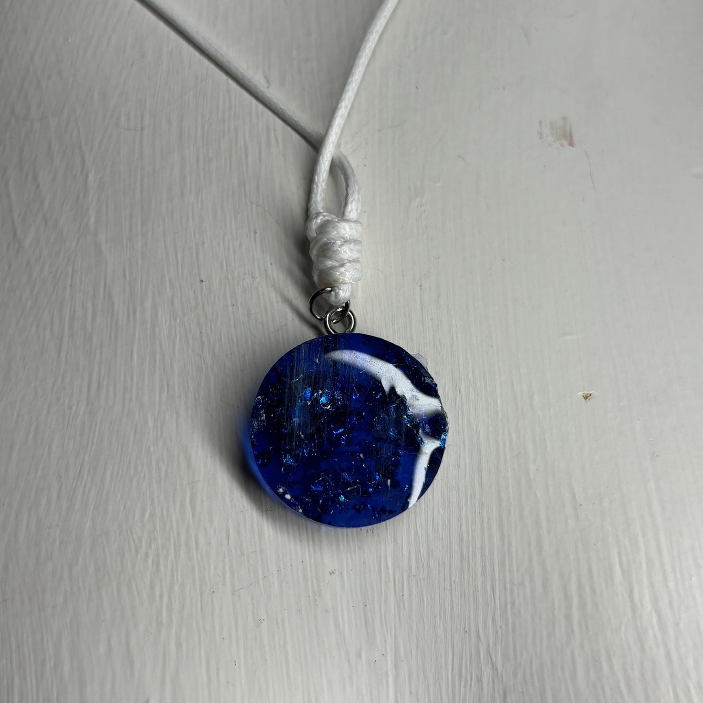 Fading Blue Bishop - Handmade Resin Chess Necklace - Flat Edition
