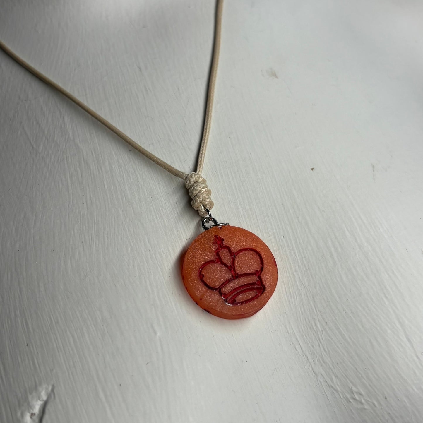 Orange Fire King - Handmade Resin Chess Necklace