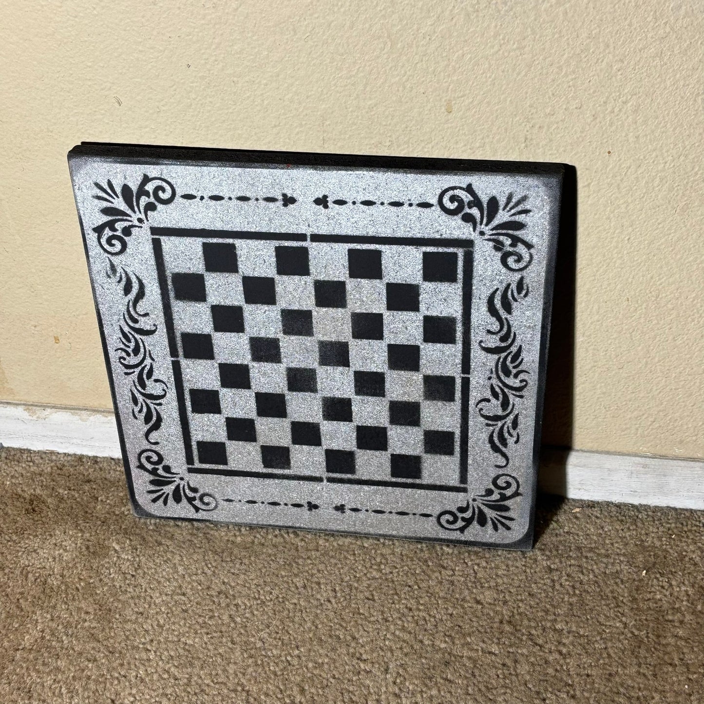 Gray & Black - Painted Chess Board
