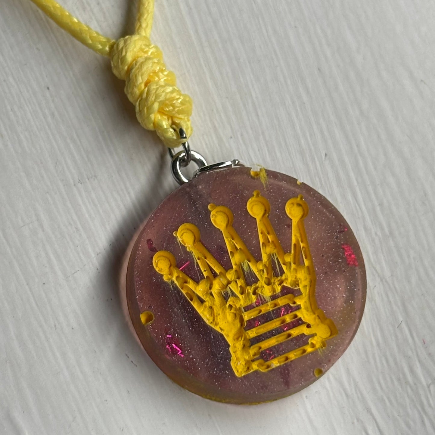 Yellows Touch Queen - Handmade Resin Chess Necklace