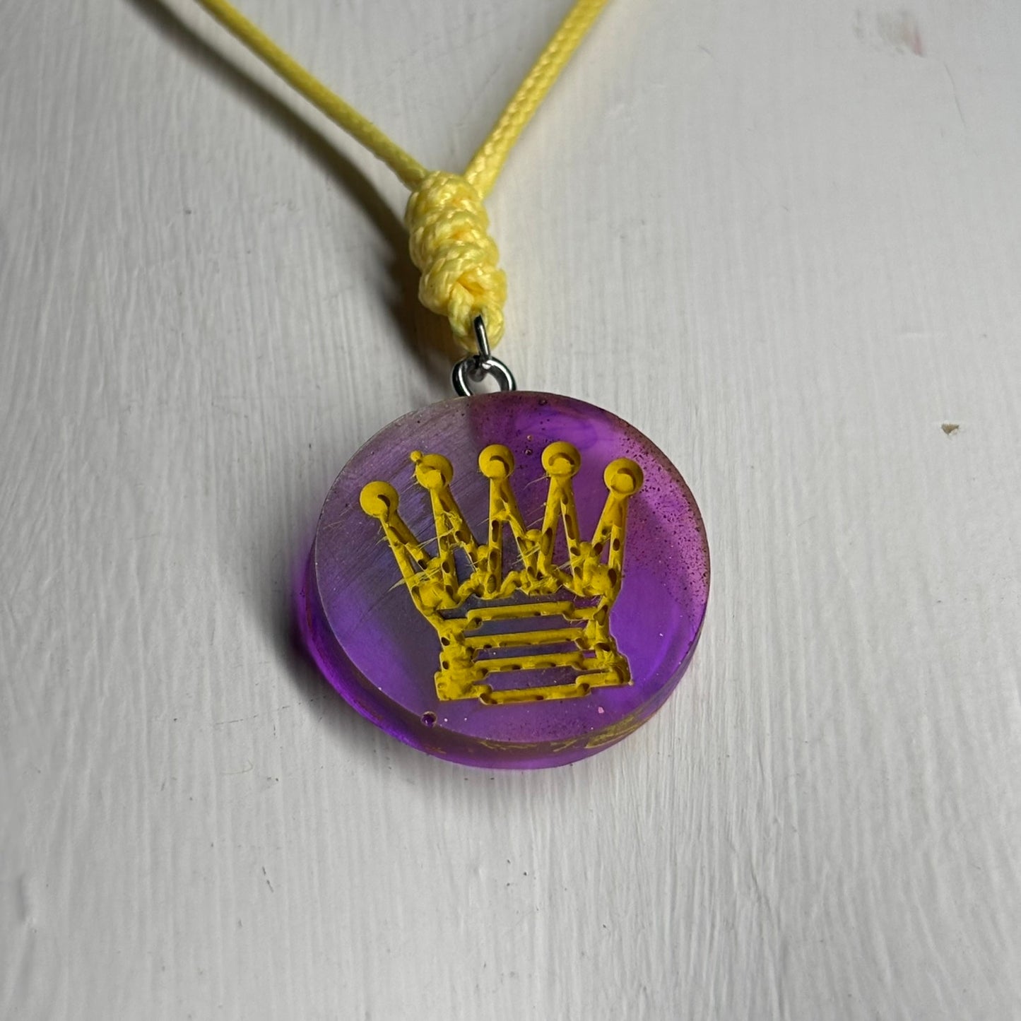 Purple Translucent Queen - Handmade Resin Chess Necklace