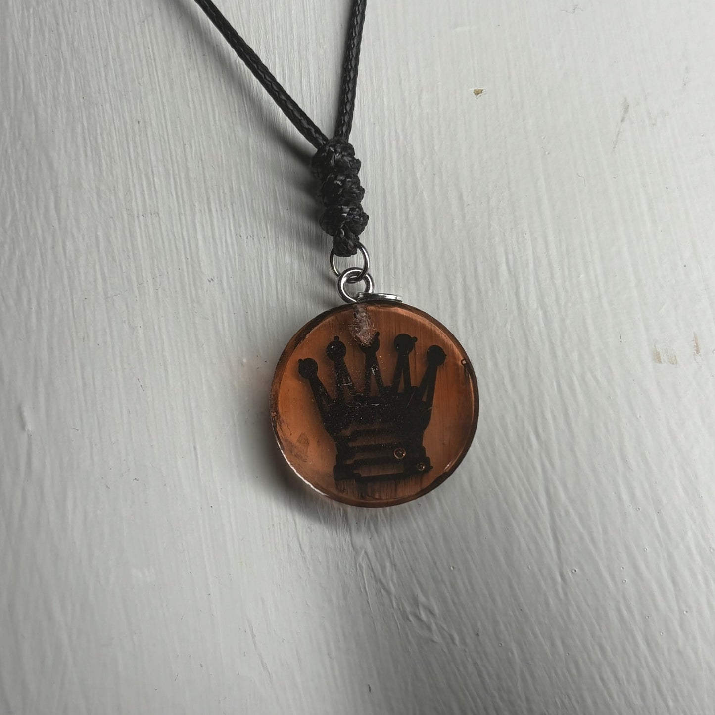Amber Orange Queen - Handmade Resin Chess Necklace