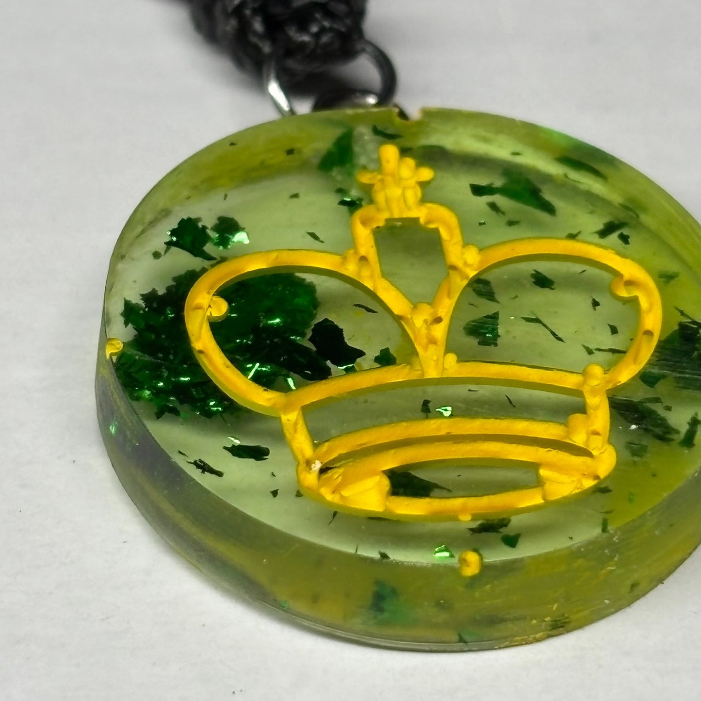 Green Transparent King - Handmade Resin Chess Necklace