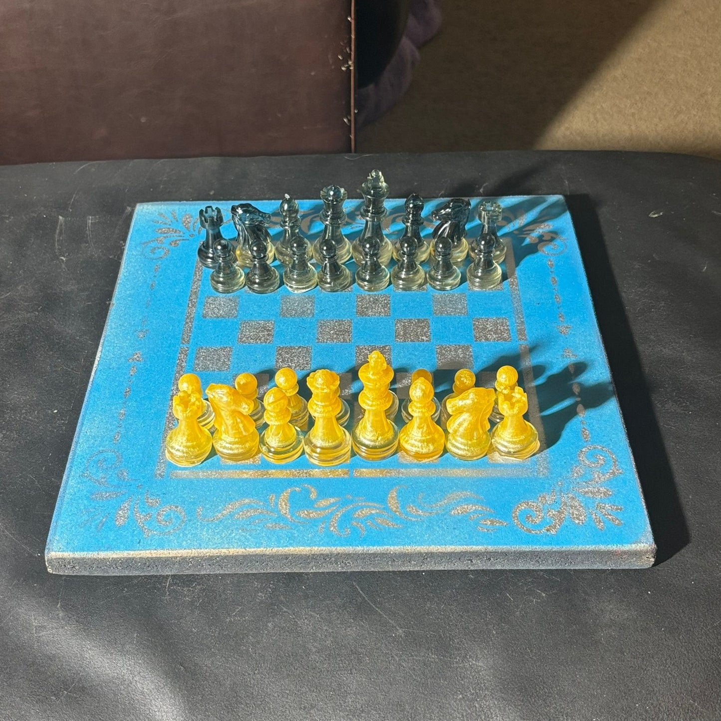 Yellow & Blue - Painted Chess Set