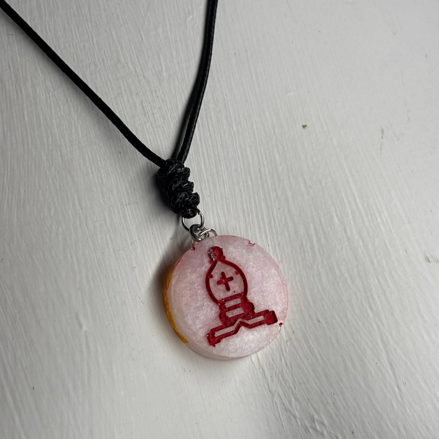 Red Bishop Print - Handmade Resin Chess Necklace