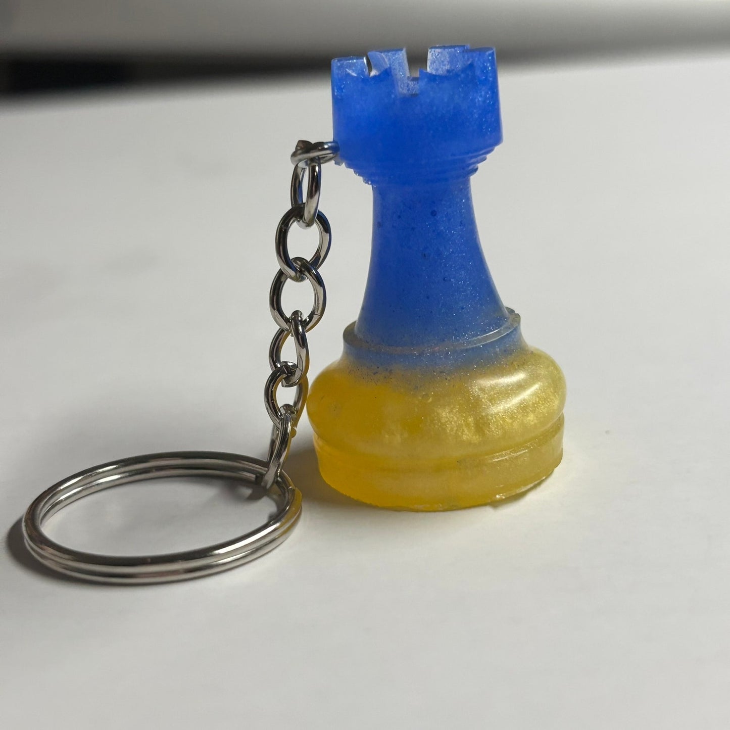 Blue/Yellow Rook - Handmade Resin Keychain