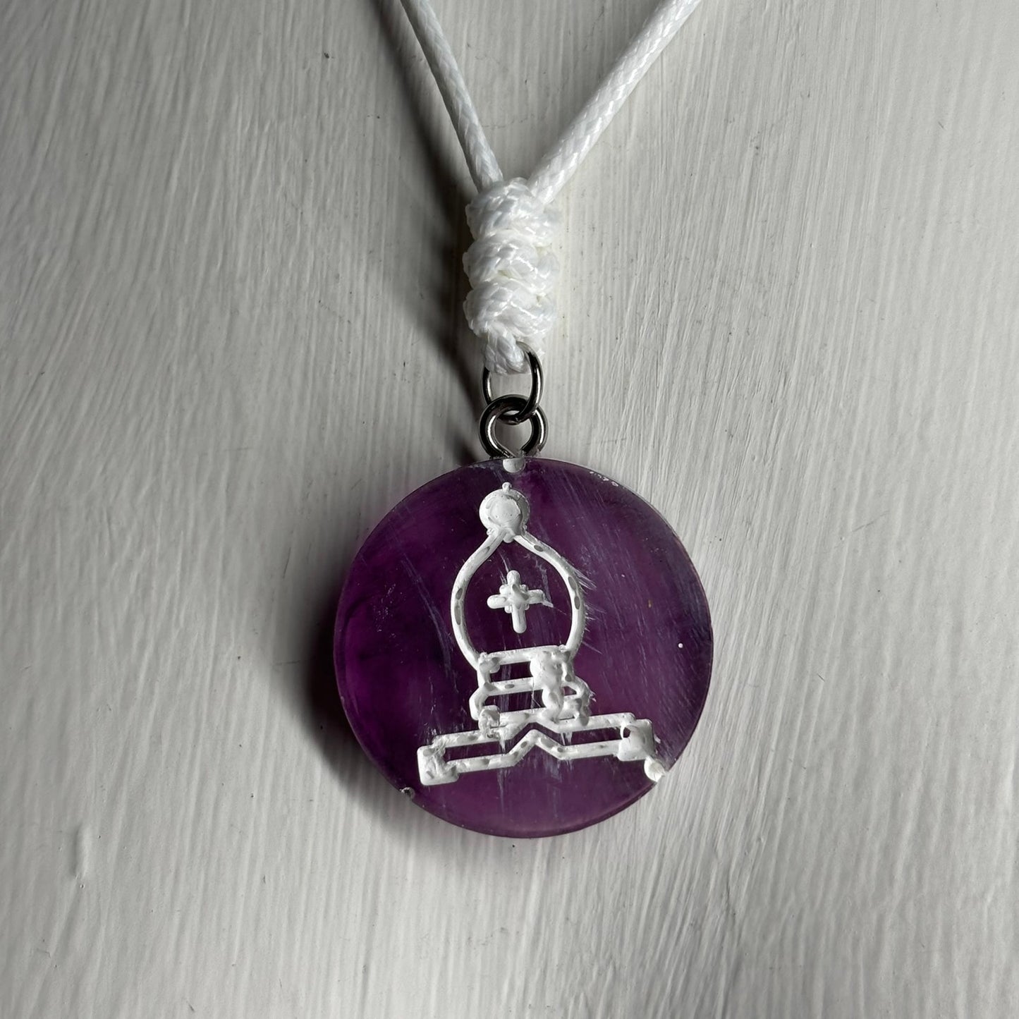 Purple Bishop - Handmade Resin Chess Necklace