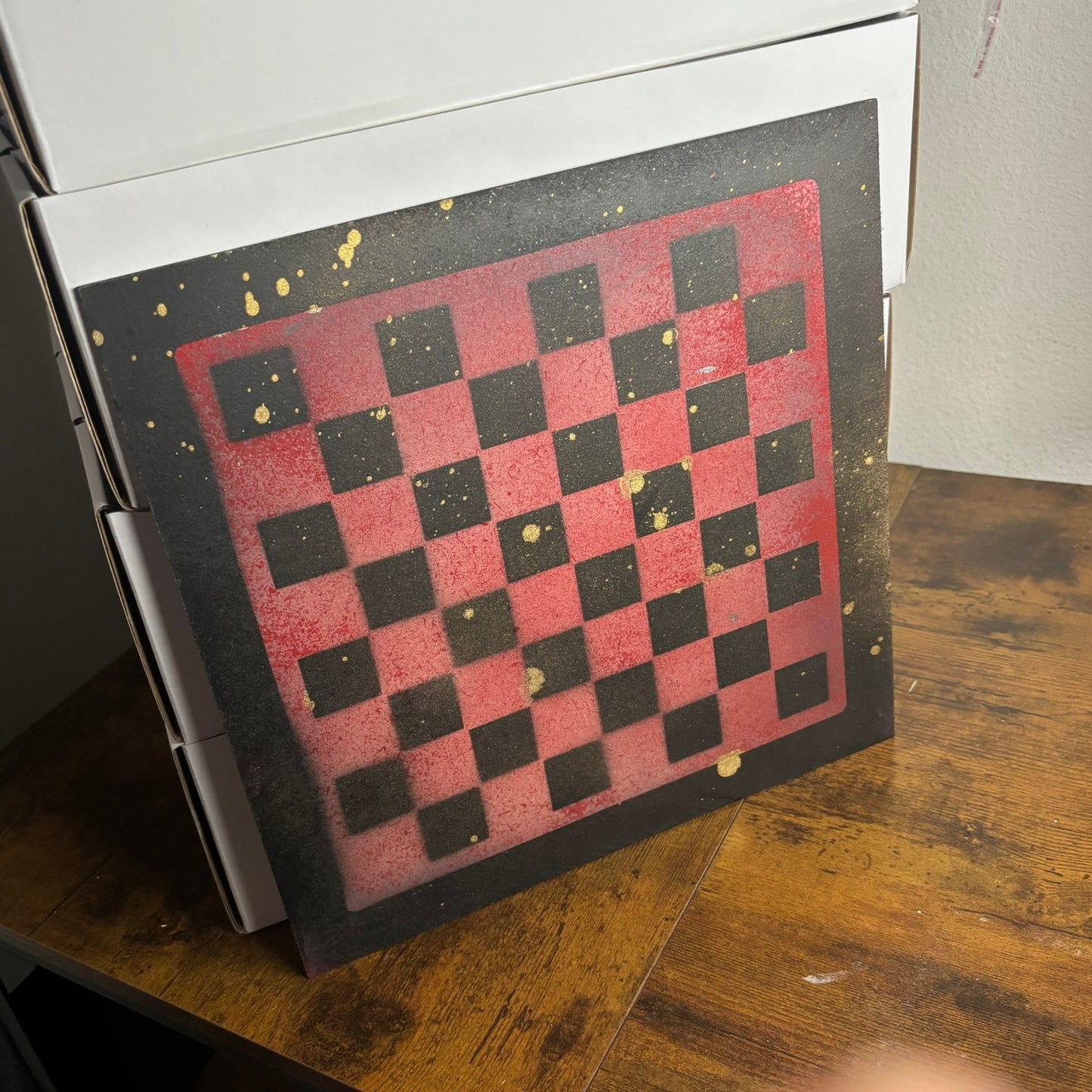 Chinese Golden Red - Painted Chess Board