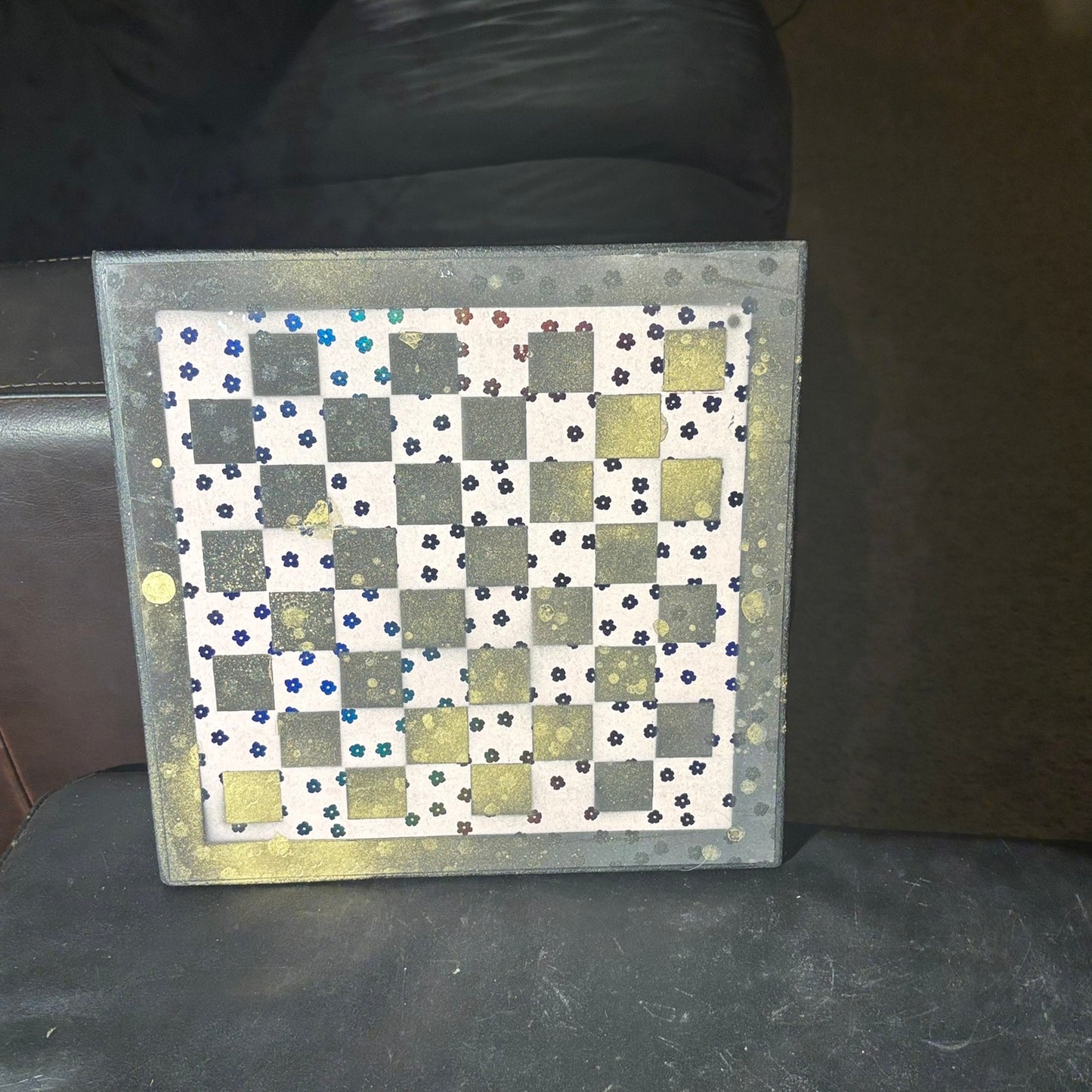 Golden Black Flower Mist - Scrapbook Chess Board