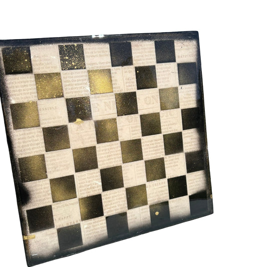 Cream Writing - Resin Coated Chess Board