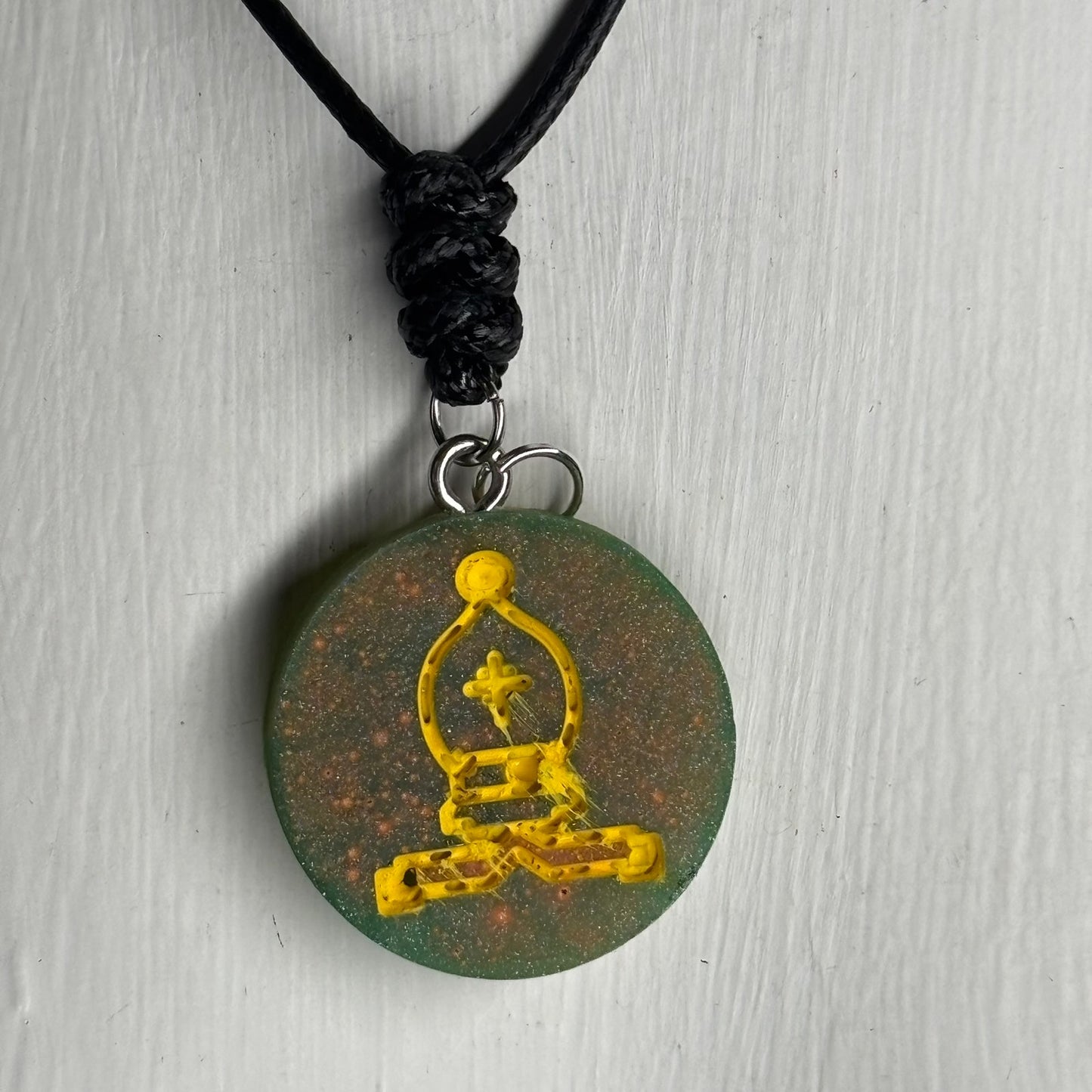 Green Splash Bishop - Handmade Resin Chess Necklace