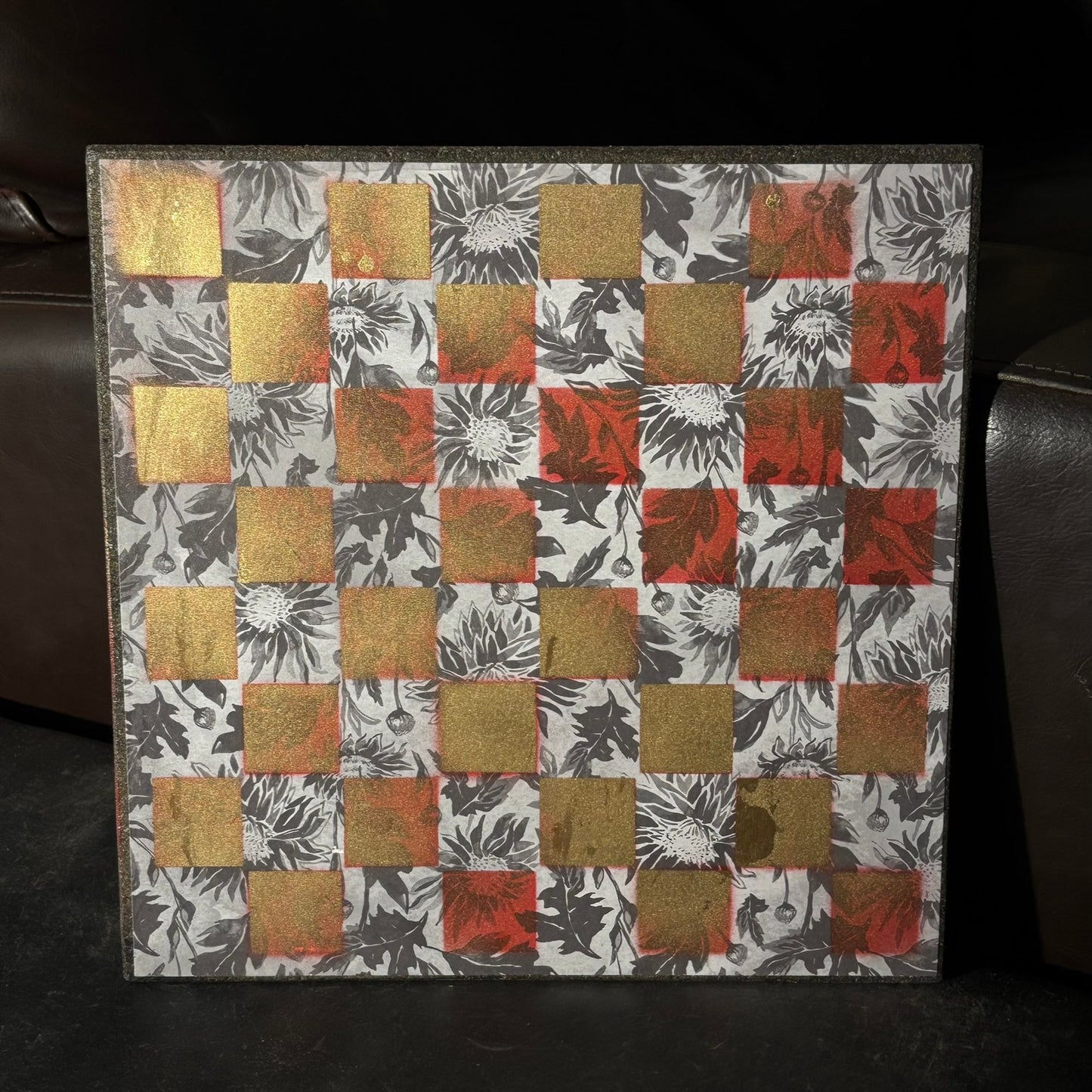 Vintage Golden Red - Scrapbook Chess Board