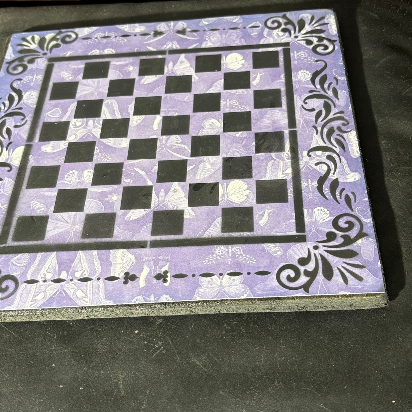 Purple Butterflies - Scrapbook Chess Board