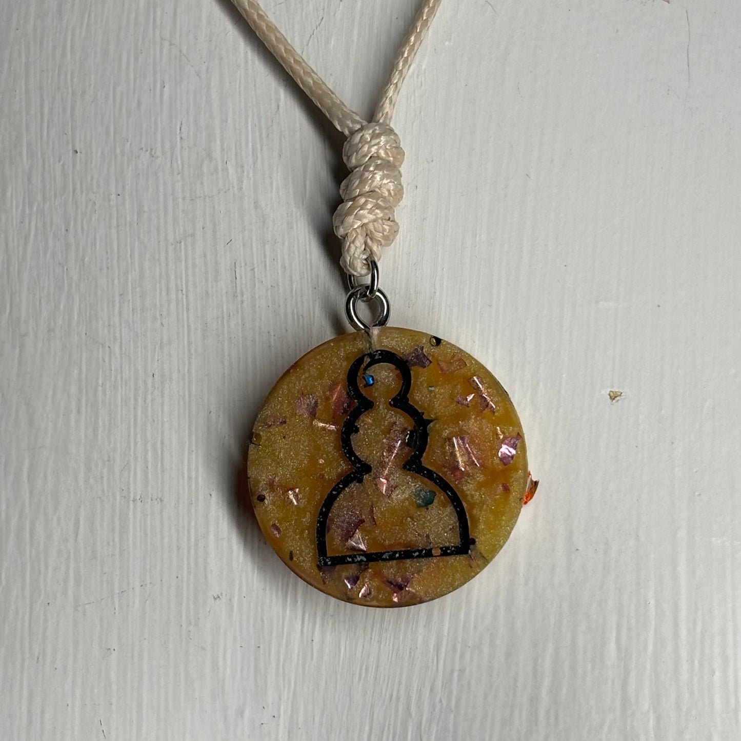 Royal Yellow Pawn - Handmade Resin Chess Necklace