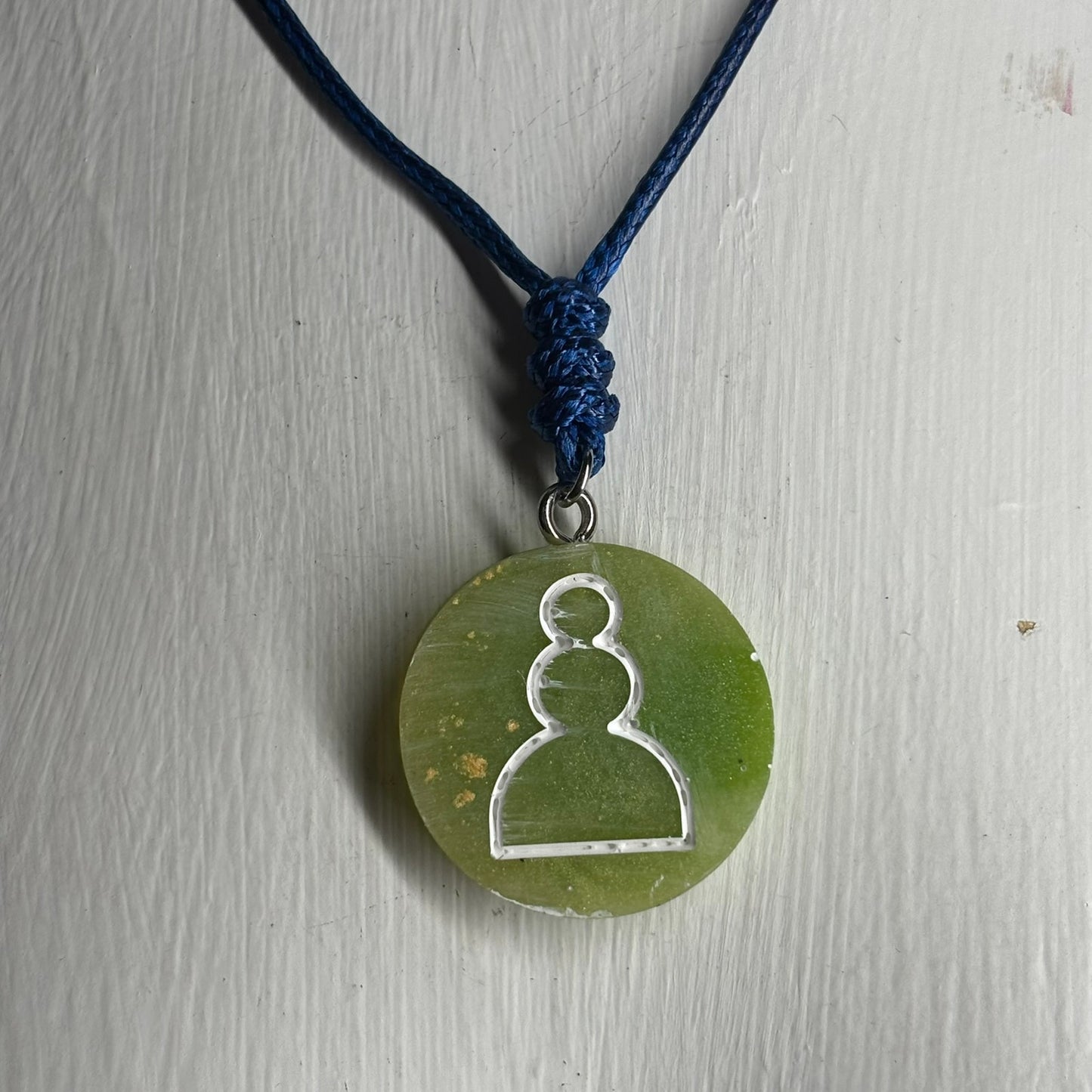 Lime Green Pawn - Handmade Resin Chess Necklace