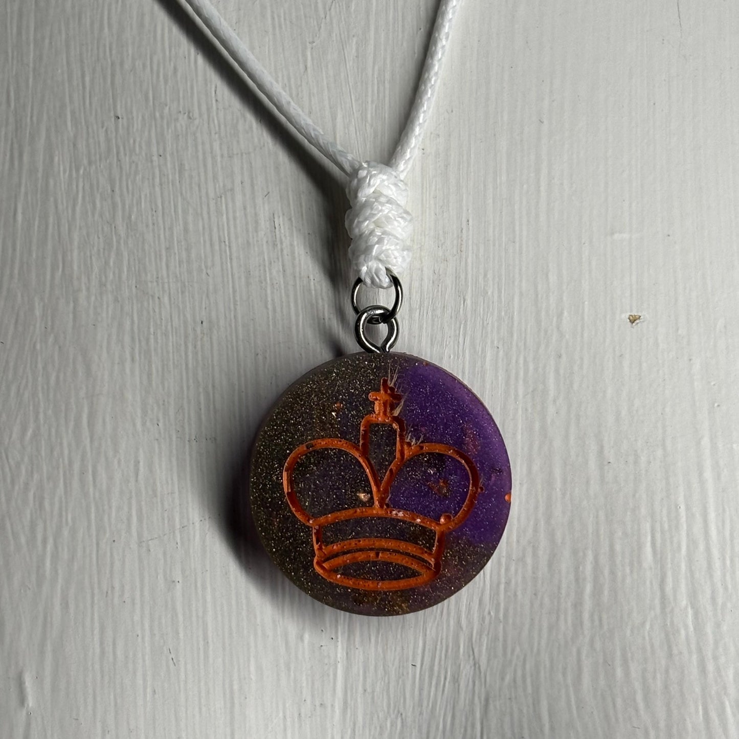 Creepy Purple King - Handmade Resin Chess Necklace