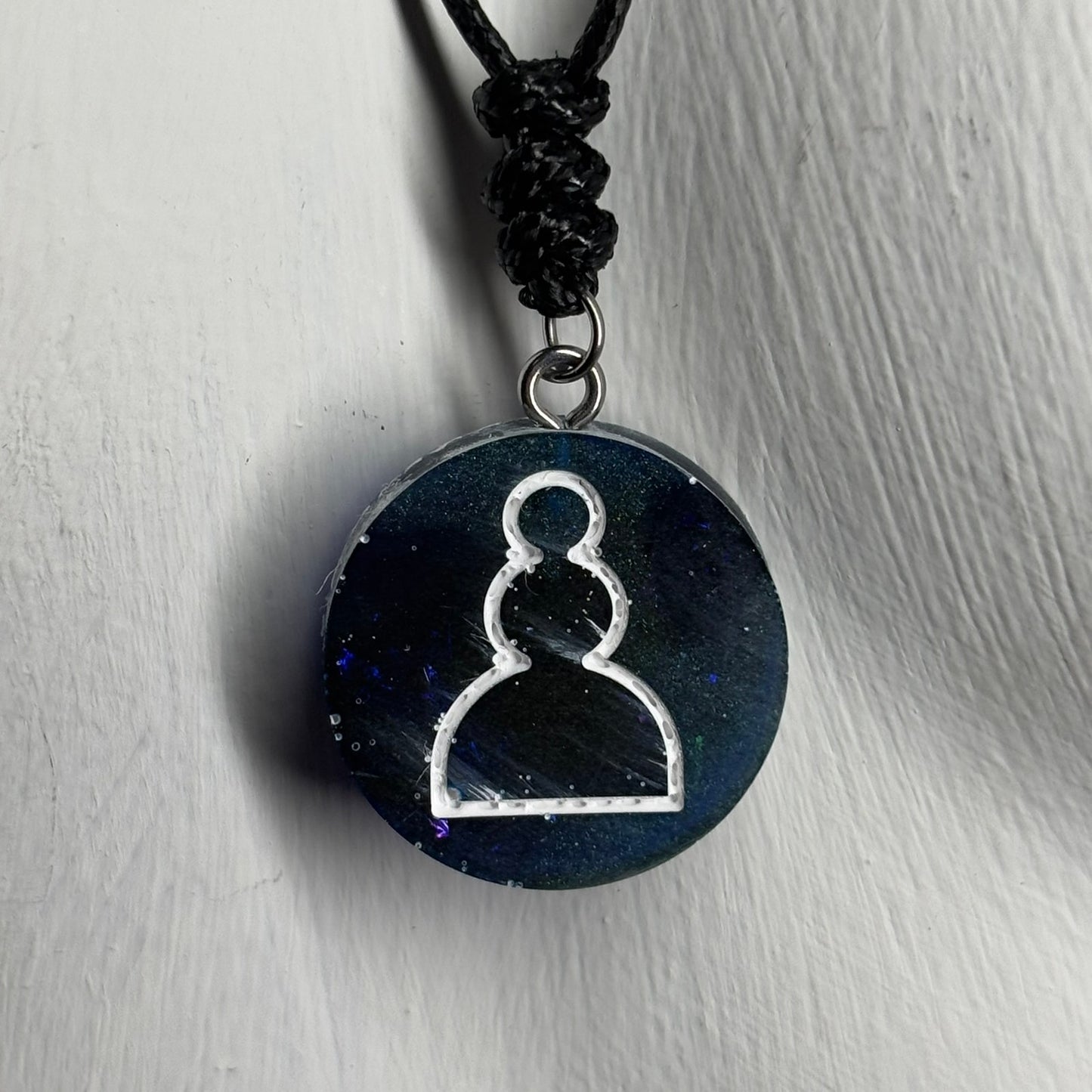 Midnight Blue Pawn - Handmade Resin Chess Necklace - Flat Edition