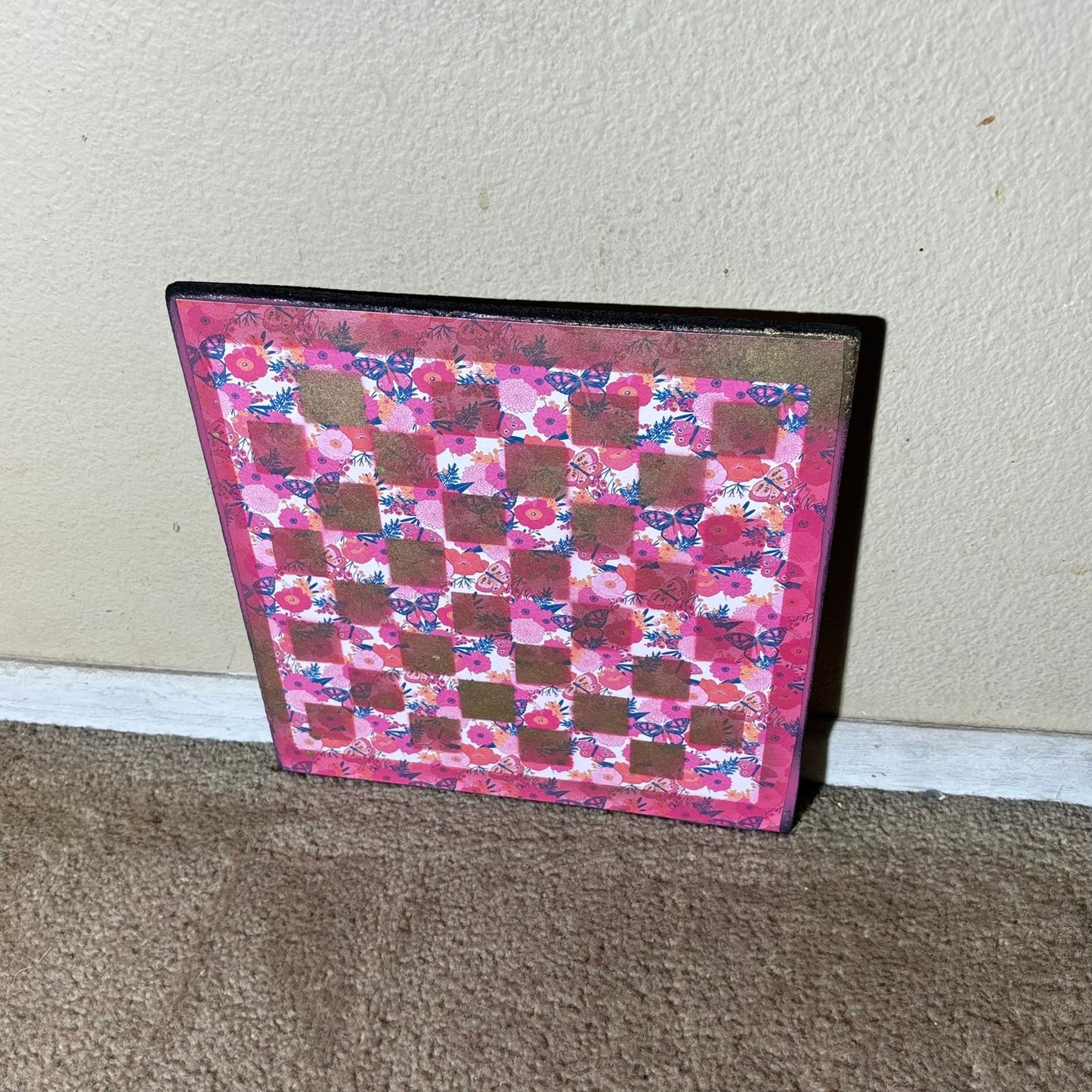 Golden Pink Butterflies - Scrapbook Chess Board