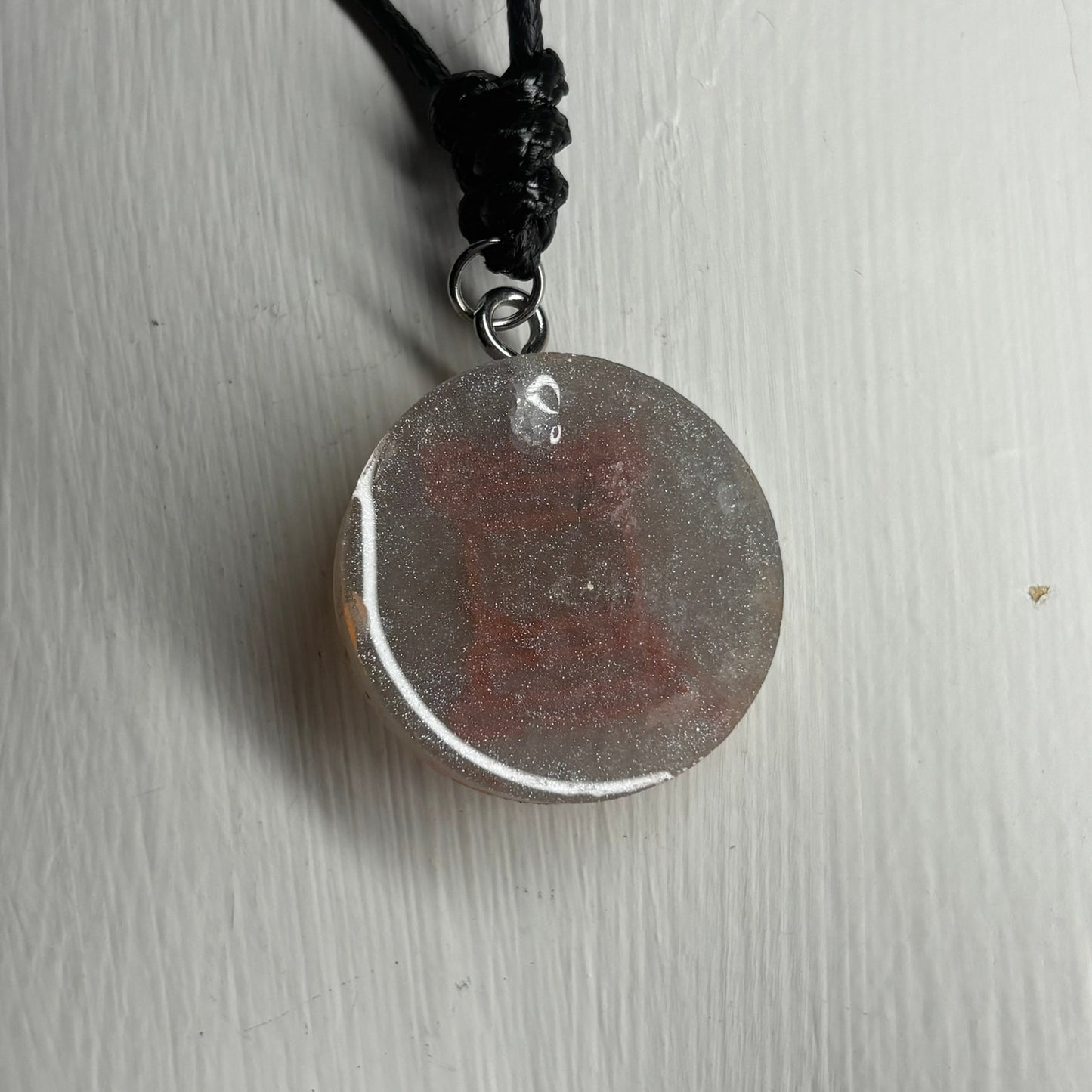 Silver Orange Rook - Handmade Resin Chess Necklace