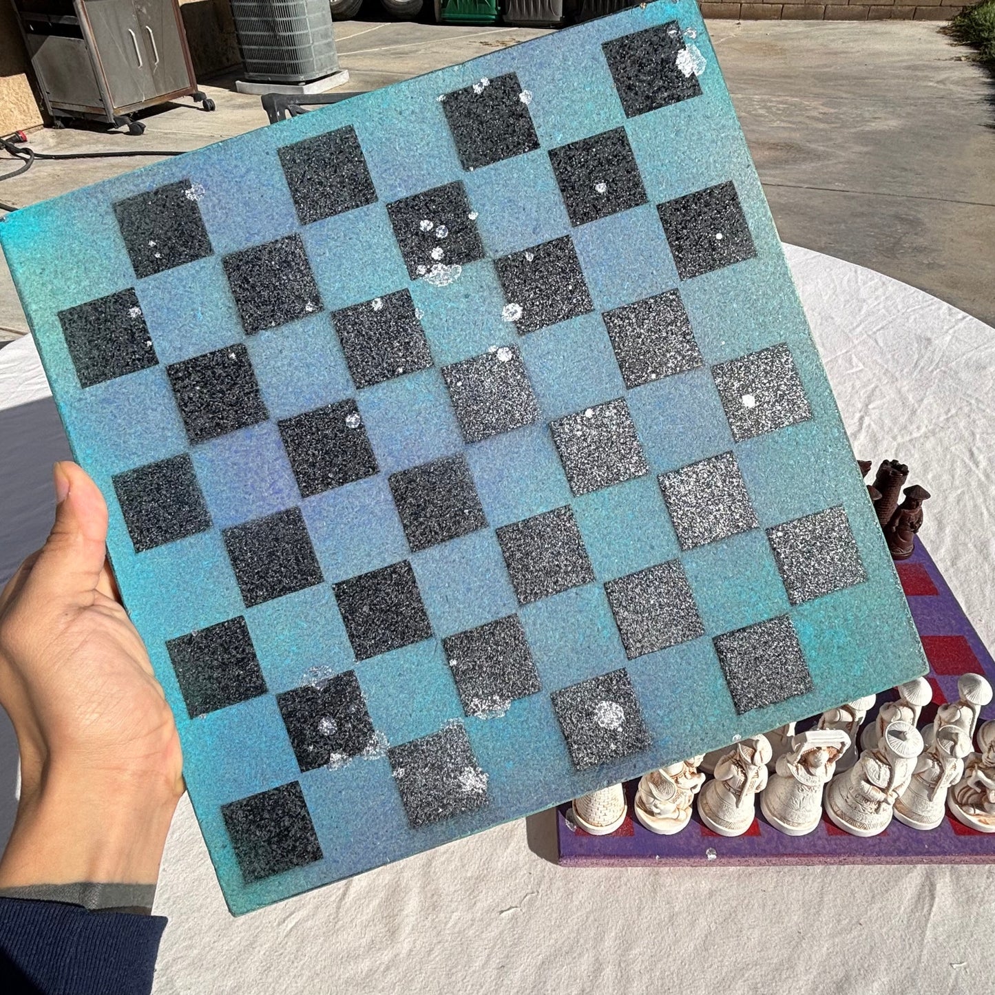 Greenish Blue Space - Chinese Edition Chess Set
