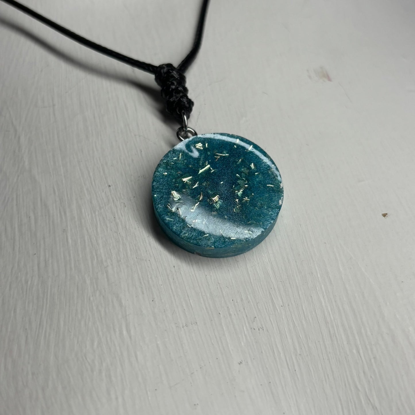 Crystal Blue Bishop - Handmade Resin Chess Necklace