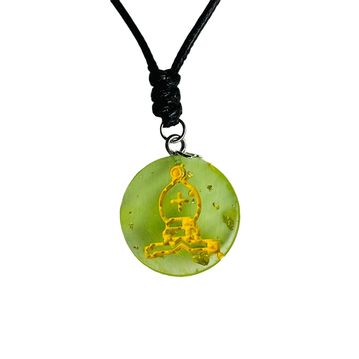 Lime Green Bishop - Handmade Resin Chess Necklace