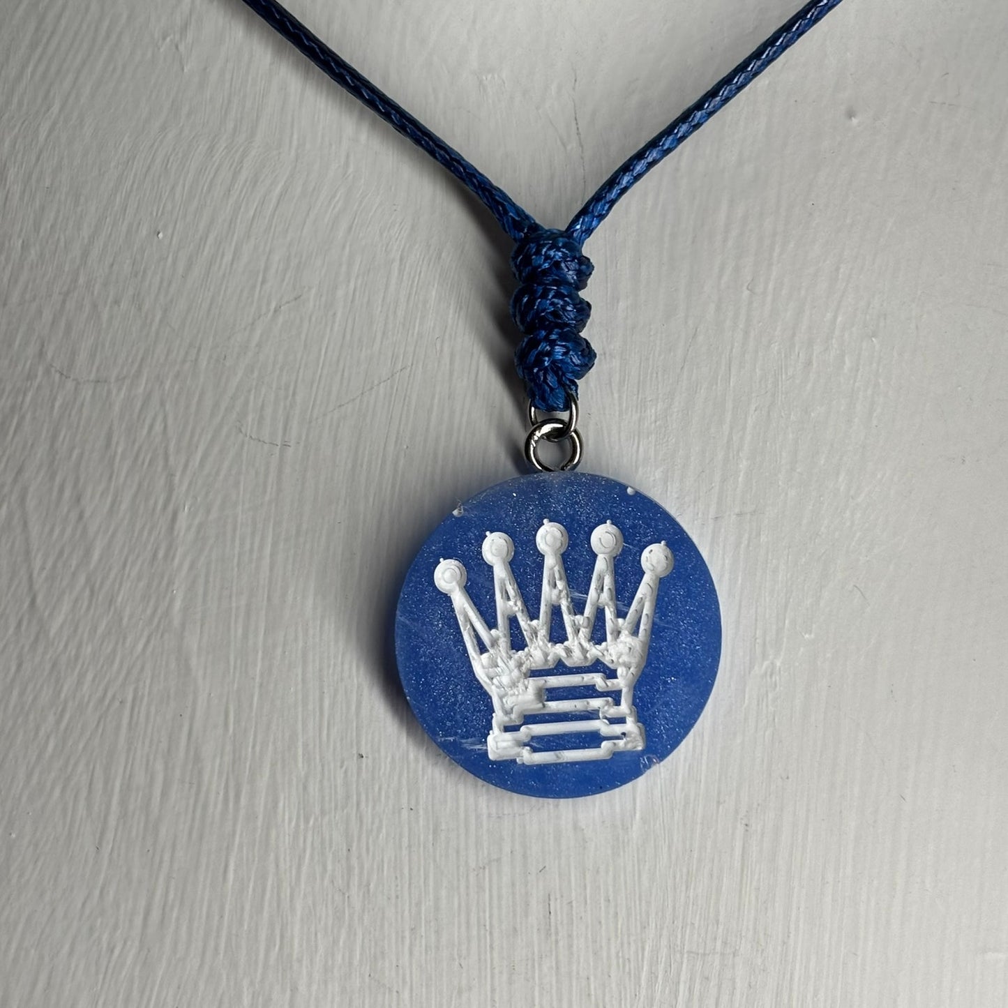 Blue Queen - Handmade Resin Chess Necklace