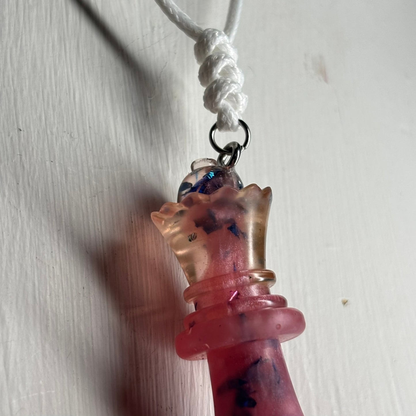 Royalty Pink Queen - Handmade Resin Chess Necklace