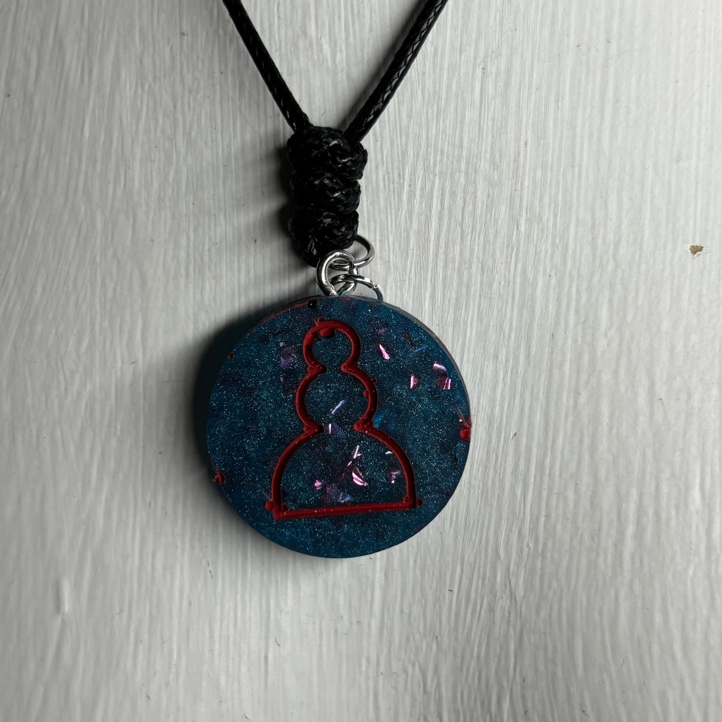 Dark Blue Pawn - Handmade Resin Chess Necklace