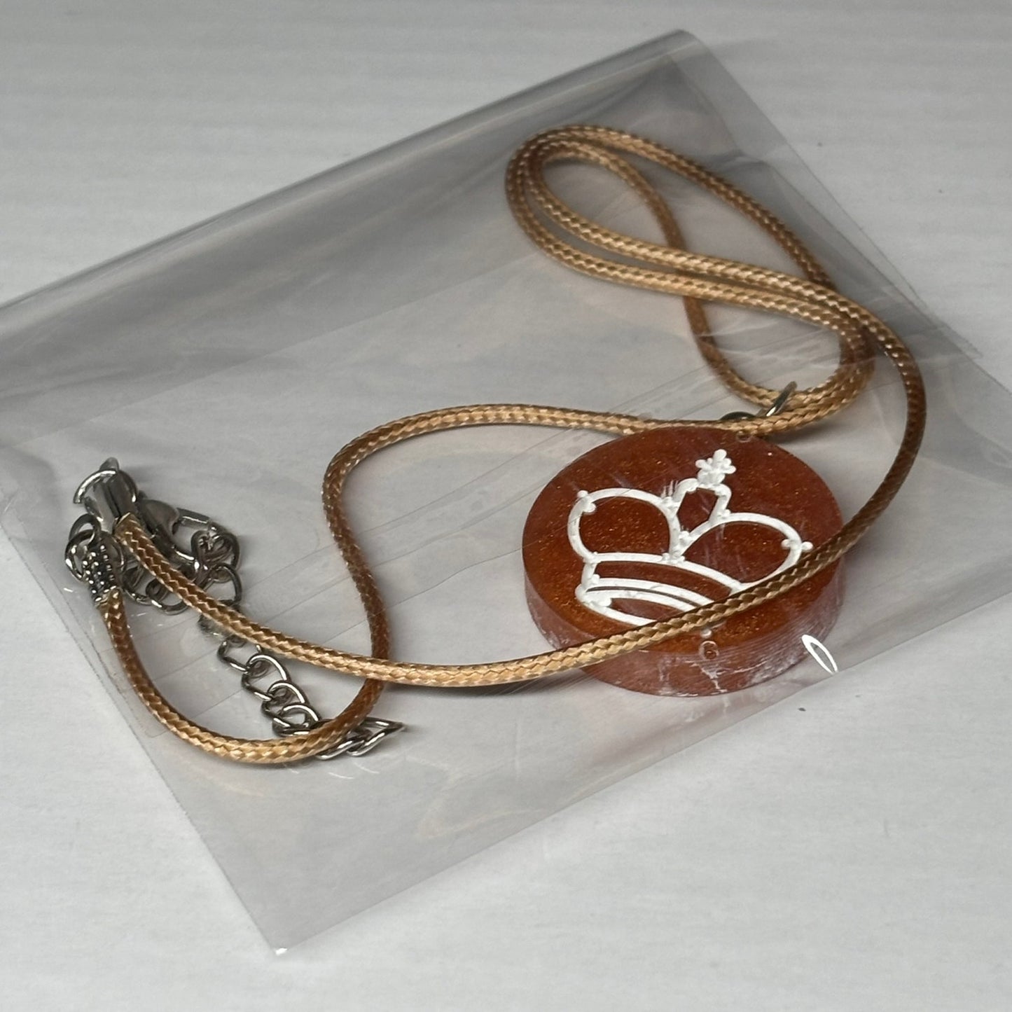 Dark Orange King - Handmade Resin Chess Necklace