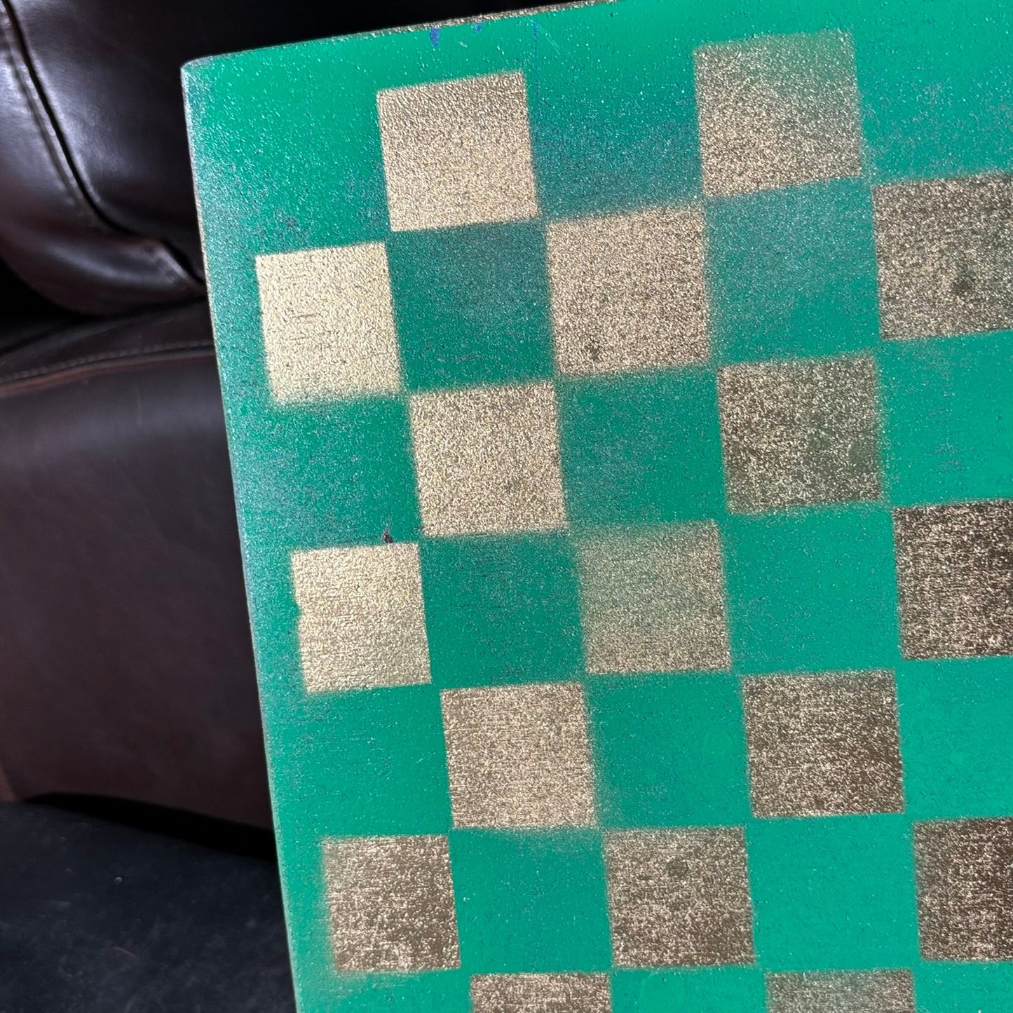 Goldish Neon Green - Painted Chess Board