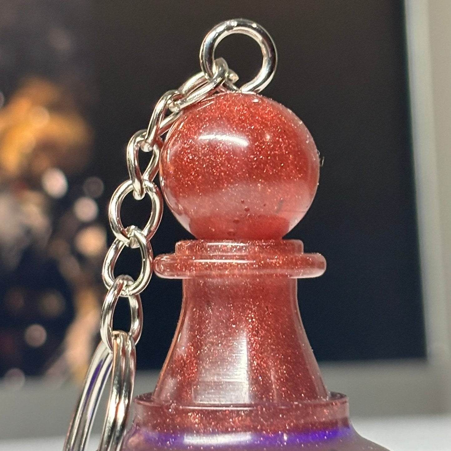 Swirl Violet Pawn - Handmade Resin Keychain - Large Edition