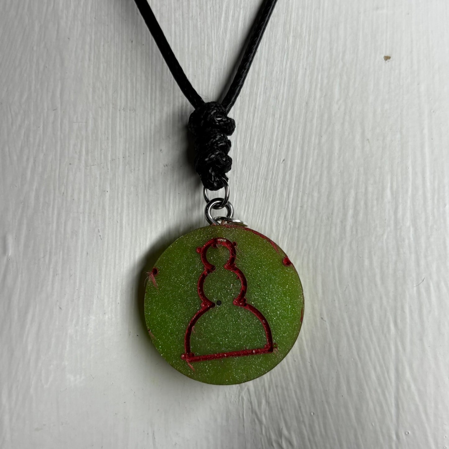 Simple Green Pawn - Handmade Resin Chess Necklace