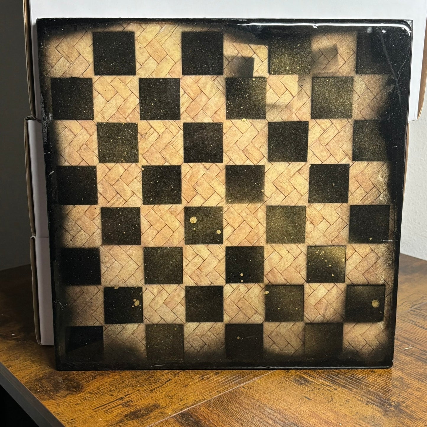 Vintage Basket - Resin Coated Chess Board