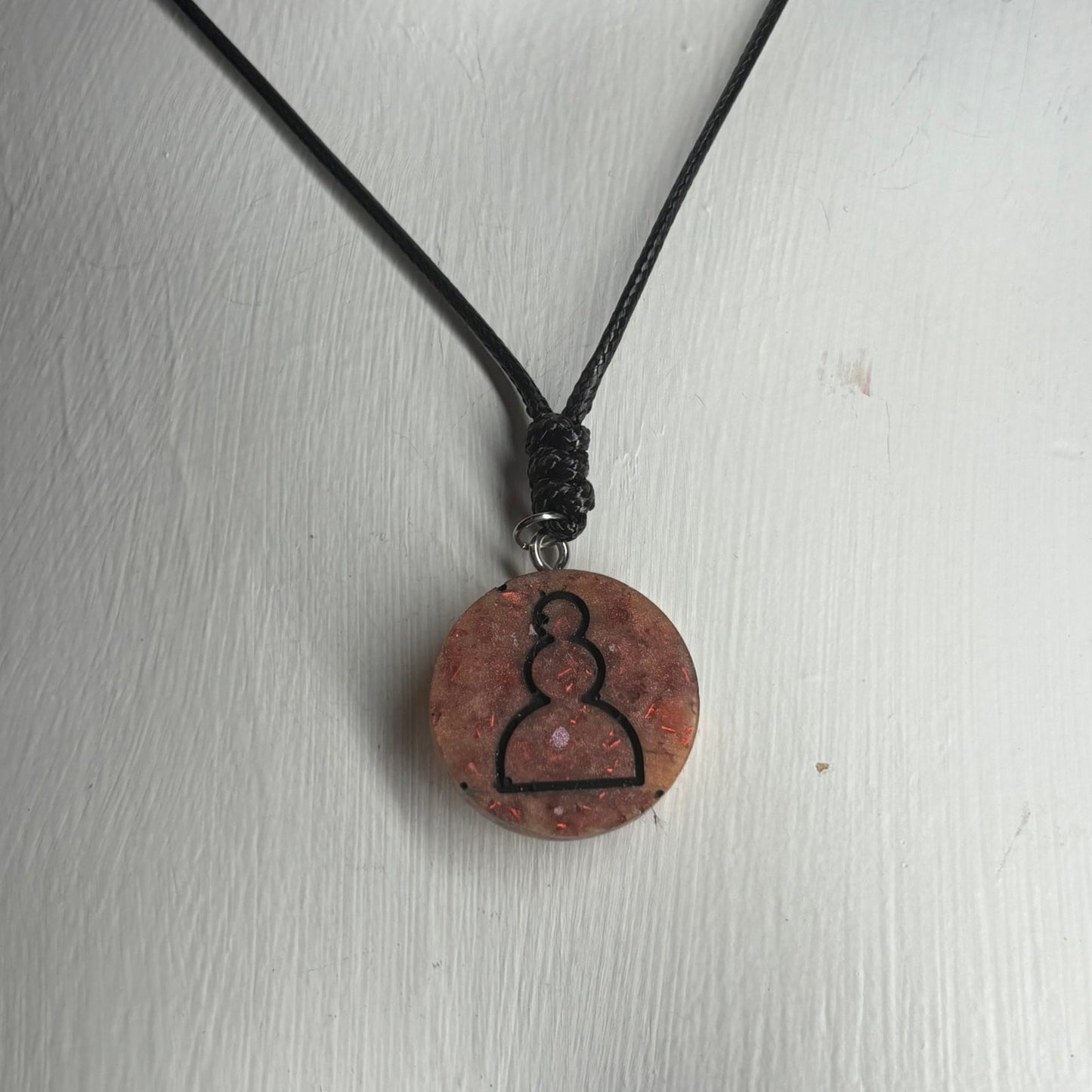 Orange Fire Red Pawn - Handmade Resin Chess Necklace