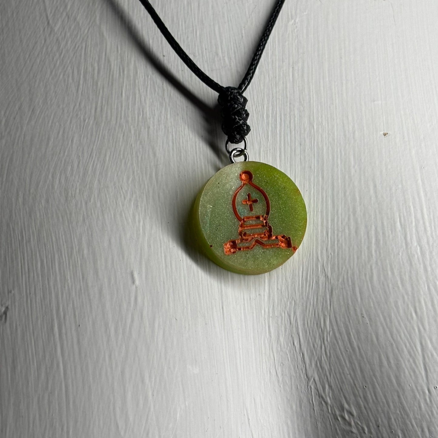Orange Swamp Bishop - Handmade Resin Chess Necklace