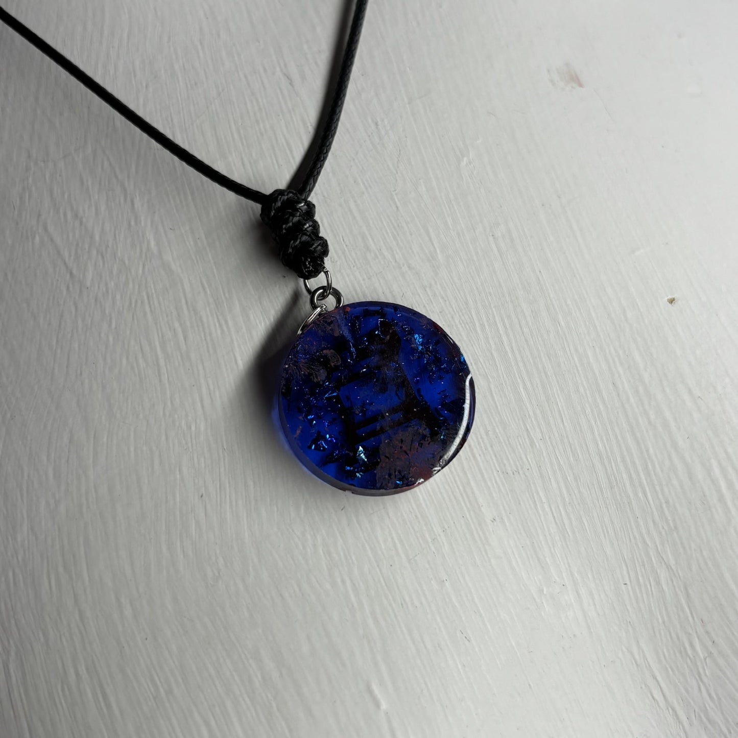 Blue & Red Rook - Handmade Resin Chess Necklace