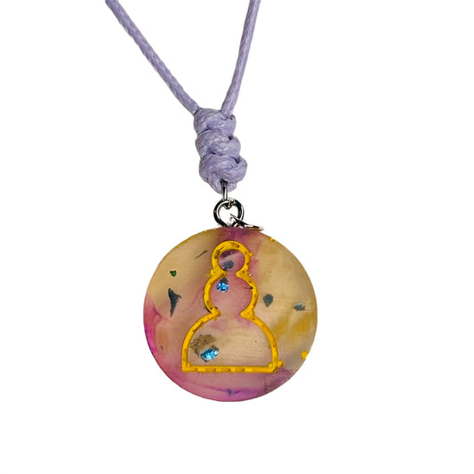 Cosmic Purple Pawn - Handmade Resin Chess Necklace