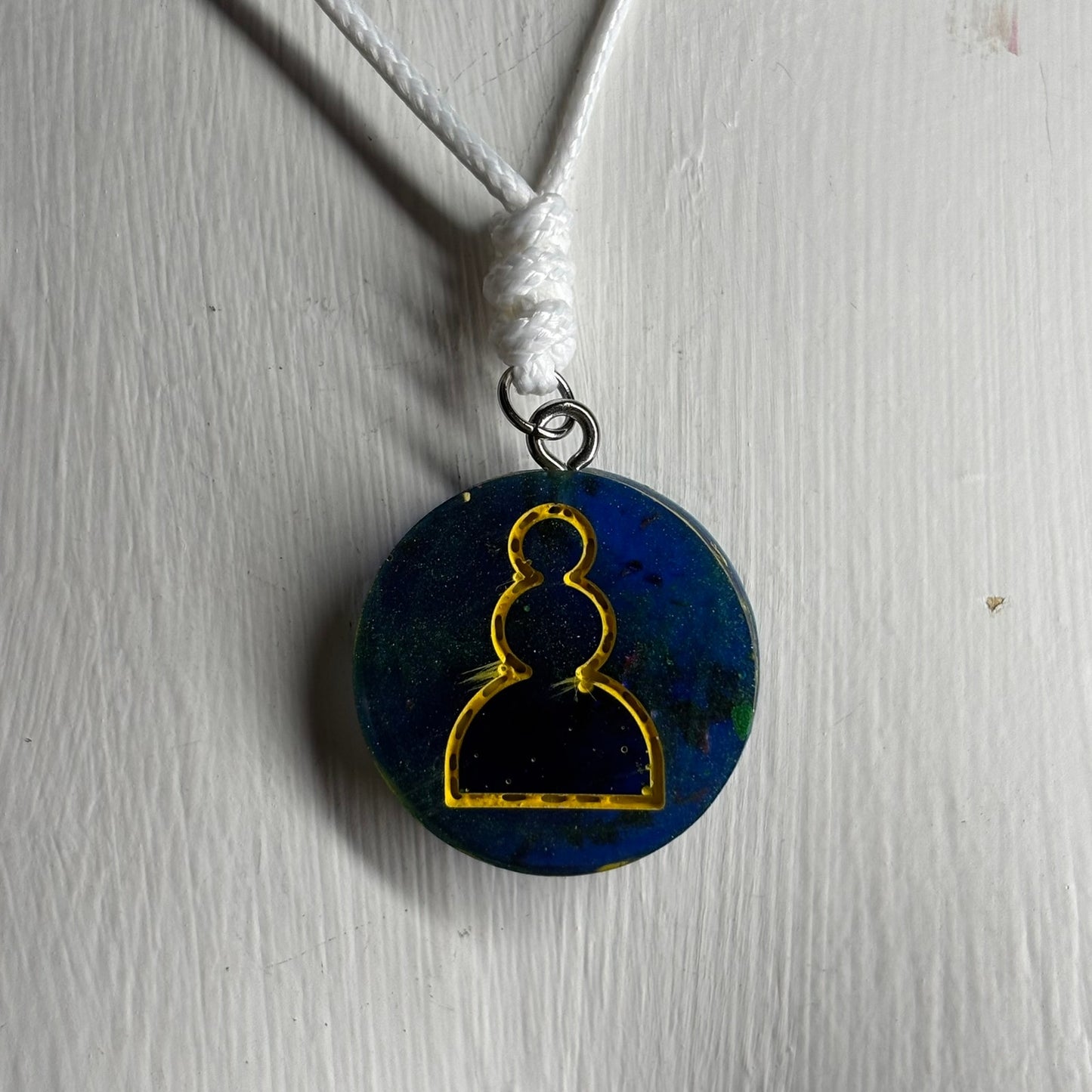 Navy Blue Pawn - Handmade Resin Chess Necklace