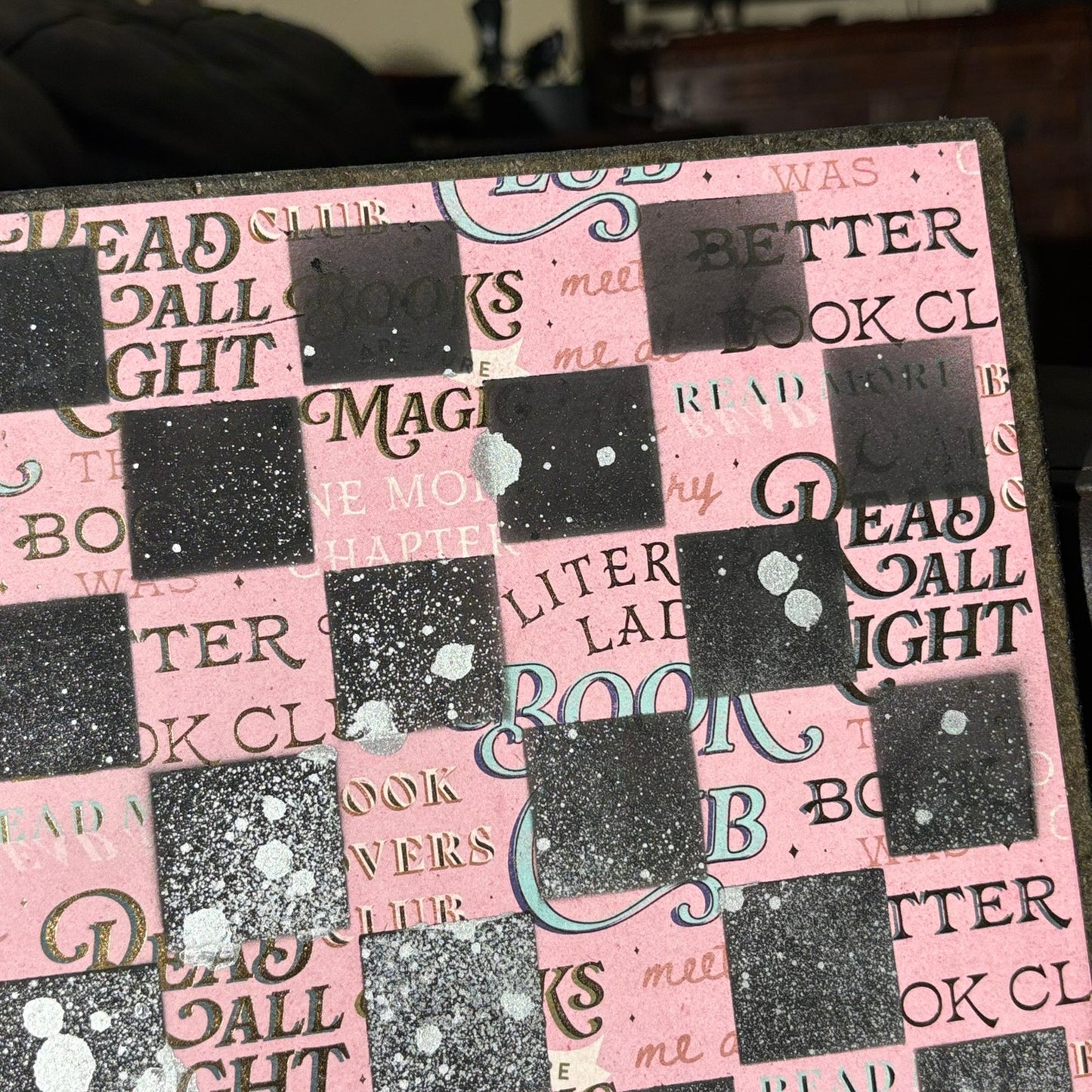 Soft Pink Words - Scrapbook Chess Board
