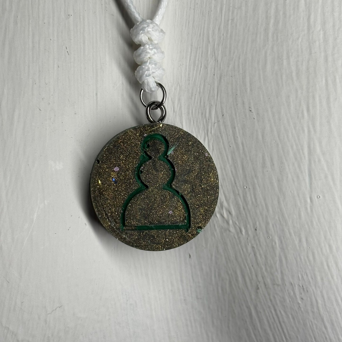 Luxury Green Pawn - Handmade Resin Chess Necklace