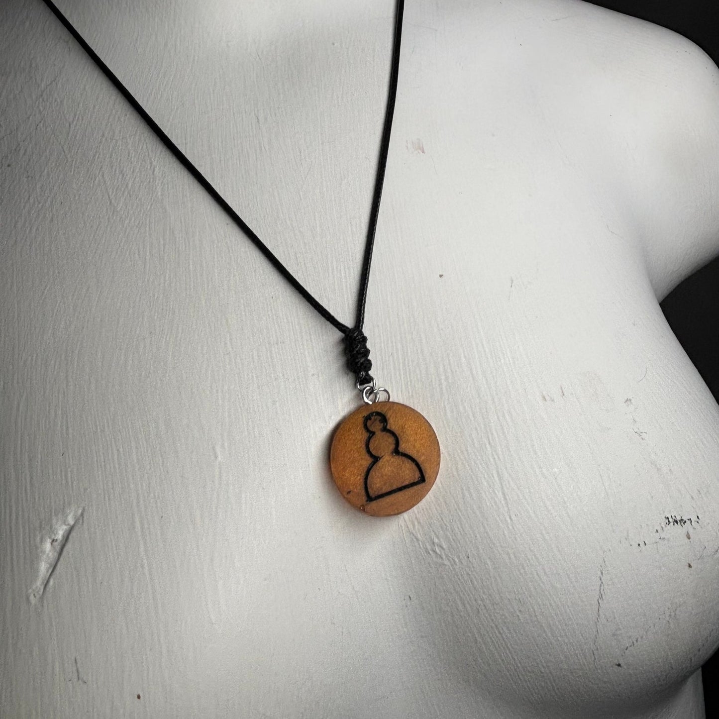 Orange Pawn - Handmade Resin Chess Necklace