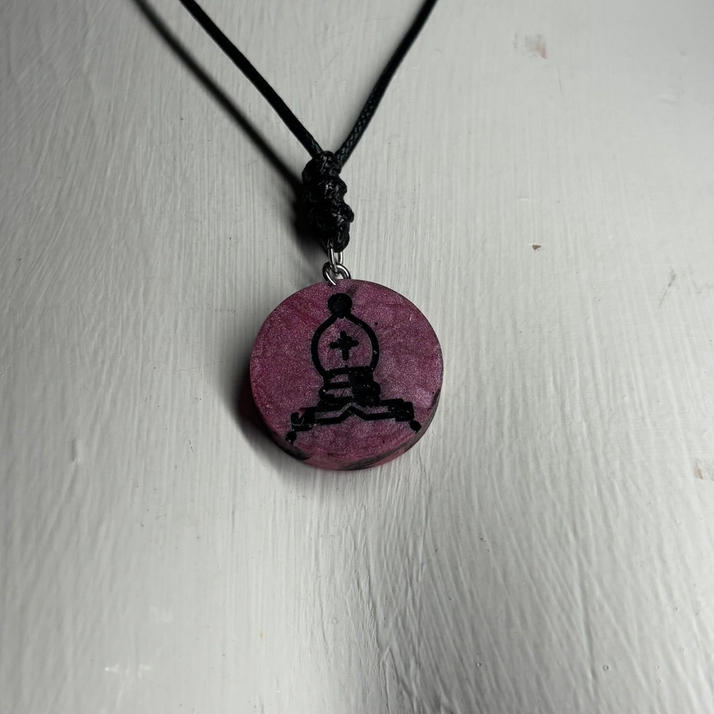 Violet Purple Bishop - Handmade Resin Chess Necklace